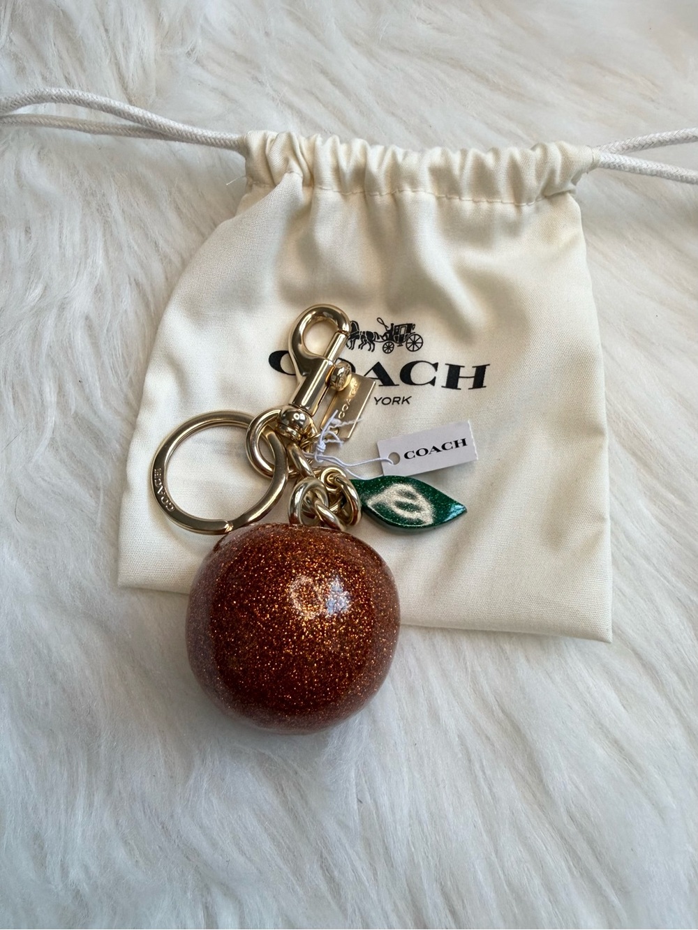 NWT Coach The Summer I Turned Pretty Peach Bag Charm Keychain Key Fob CBX51